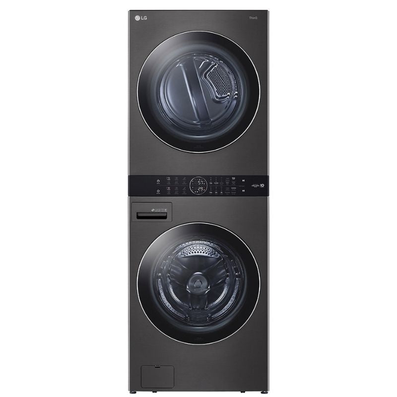 WKEX200HBA - LAUNDRY CENTERS - LG - Stacked Washer/Dryer - Electric - Black Stainless Steel - Open Box - BonPrix Électroménagers