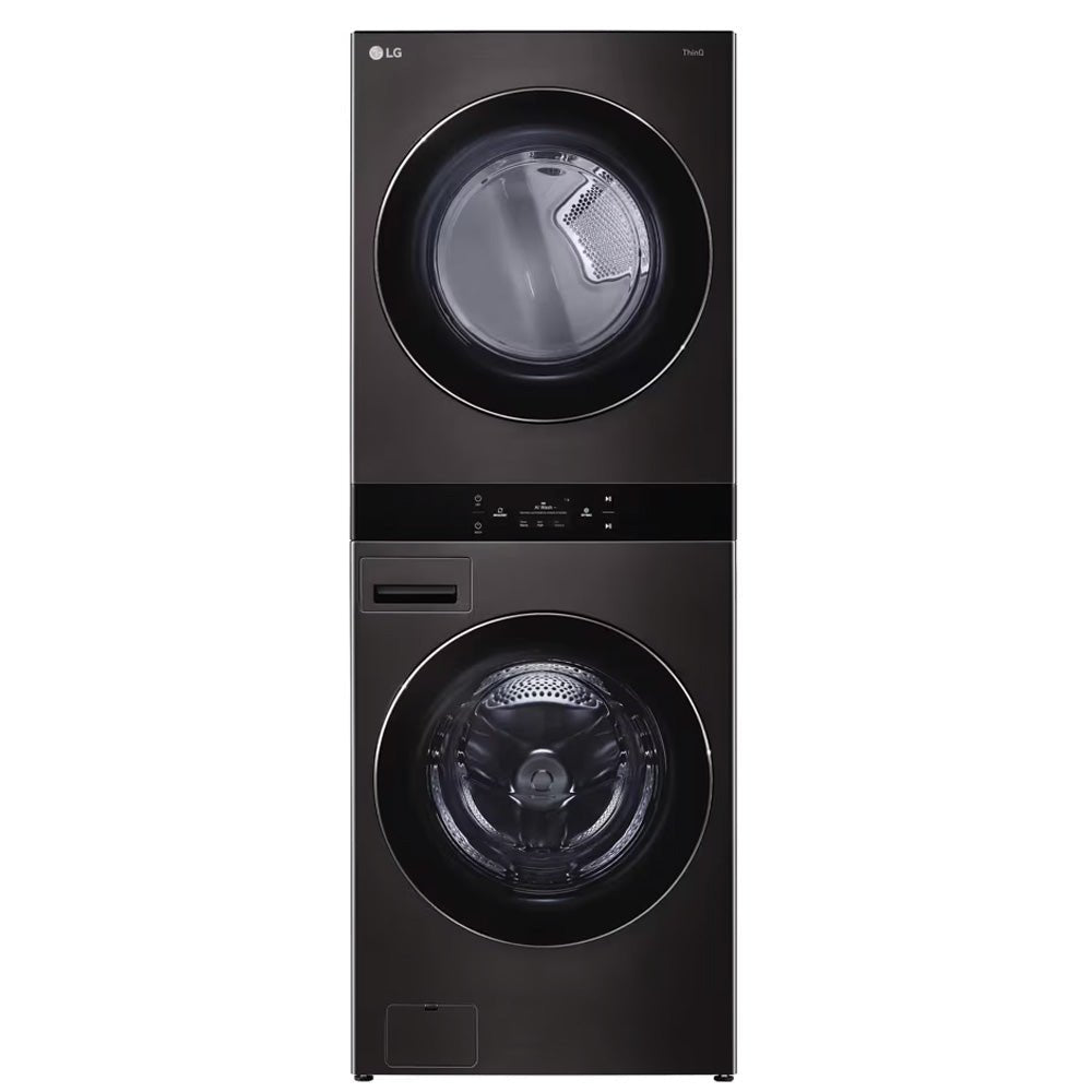 WKEX300HBA - LAUNDRY CENTERS - LG - Stacked Washer/Dryer - Electric - Black Stainless Steel - Open Box - BonPrix Électroménagers